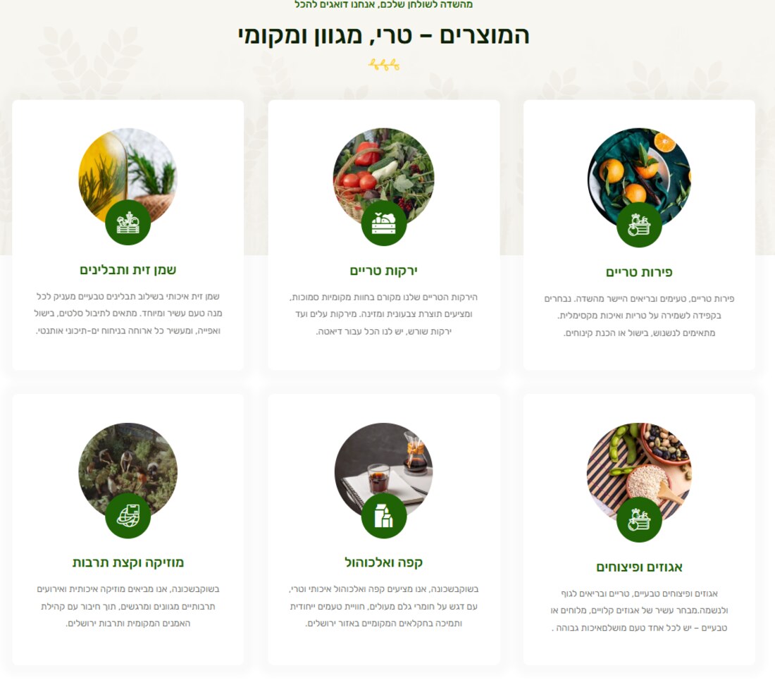 מגוון המוצרים בשוק בשכונה